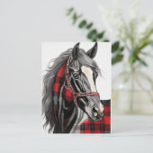 Rood en zwart geplakt paard briefkaart (Staand voorkant)
