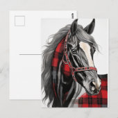Rood en zwart geplakt paard briefkaart (Voorkant / Achterkant)