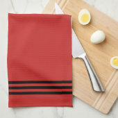 Rood en zwart, geraffineerde strips en monogram theedoek (Quarter Fold)
