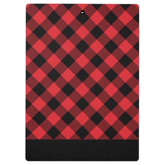 Rood en zwart geruit | Aangepast monogram Klembord (Achterkant)