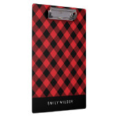 Rood en zwart geruit | Aangepast monogram Klembord (Rechts)
