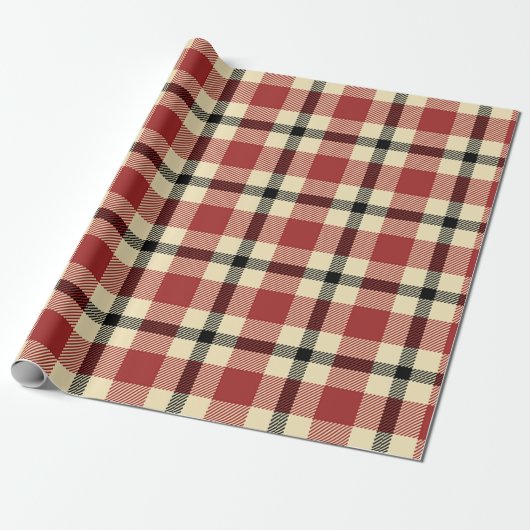 Rood en zwart geruit cadeaupapier (Uitgerold)