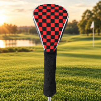 Rood en Zwart Geruit Golfheadcover