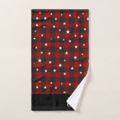 Rood en zwart geruit met sterren monogram bad handdoek (Handdoek)