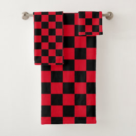 Rood en zwart geruit patroon bad handdoek