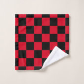 Rood en zwart geruit patroon bad handdoek (Wasdoekje)