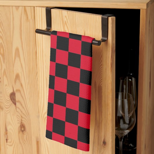 Rood en zwart geruit patroon theedoek (Derde Gevouwen)