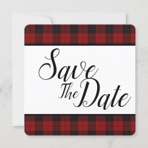 Rood en zwart geruit Save The Date
