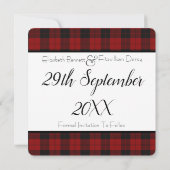 Rood en zwart geruit Save The Date (Achterkant)