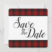 Rood en zwart geruit Save The Date (Voorkant)