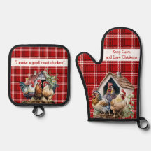 Rood en zwart geruite Chicken Funny Quote