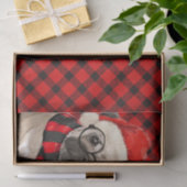 Rood en zwart geruite kerst pug lover vakantie tissuepapier (Geschenk)