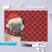 Rood en zwart geruite kerst pug lover vakantie tissuepapier (Craft)