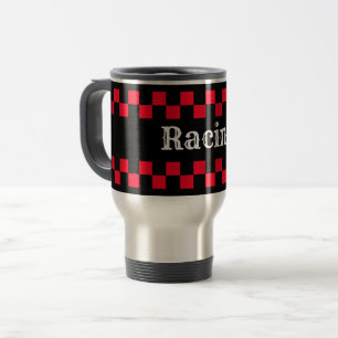 Rood en Zwart Geruite Racing Reisbeker