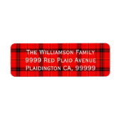 Rood en zwart geruite rustieke Tartan Custom Etiket (Voorkant)