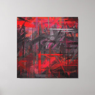 Rood en Zwart Geschilderde Abstracte Achtergrond Canvas Afdruk