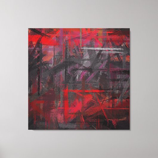 Rood en Zwart Geschilderde Abstracte Achtergrond Canvas Afdruk (Voorkant)