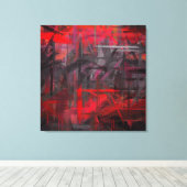 Rood en Zwart Geschilderde Abstracte Achtergrond Canvas Afdruk (Insitu (Houten vloer))