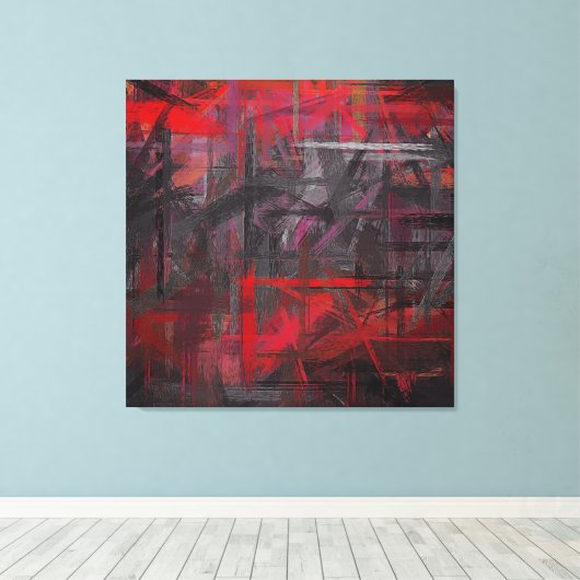 Rood en Zwart Geschilderde Abstracte Achtergrond Canvas Afdruk (Insitu (Houten vloer))