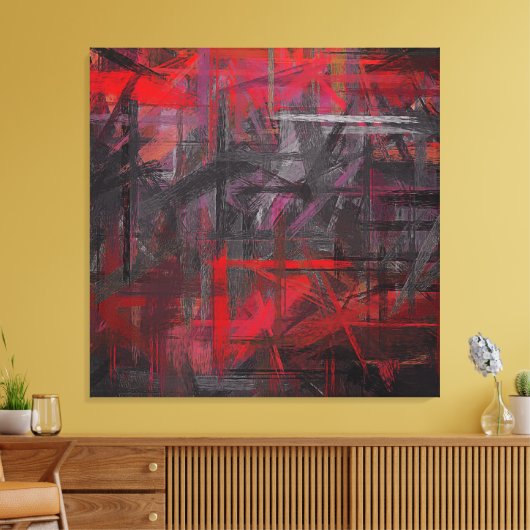 Rood en Zwart Geschilderde Abstracte Achtergrond Canvas Afdruk (Insitu (Woonkamer))