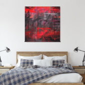 Rood en Zwart Geschilderde Abstracte Achtergrond Canvas Afdruk (Insitu (Slaapkamer))