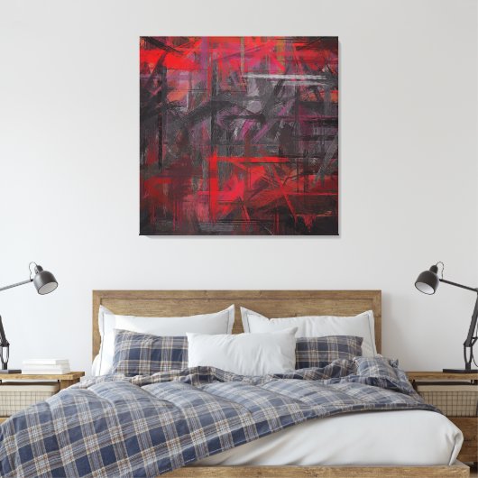 Rood en Zwart Geschilderde Abstracte Achtergrond Canvas Afdruk (Insitu (Slaapkamer))