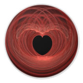 Rood en zwart gespirled hartritwerk keramische knop (Voorkant)