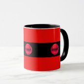 Rood en Zwart Gestreept Mok (Voorkant rechts)