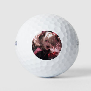 Rood en zwart getande glimlach vampier anime meisj golfballen