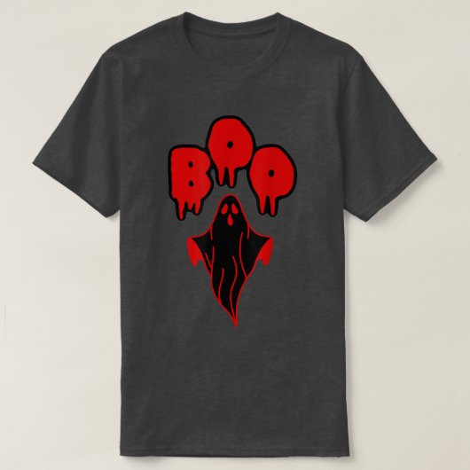 Rood en zwart Ghost Boo Halloween Costume T-shirt (Design voorkant)