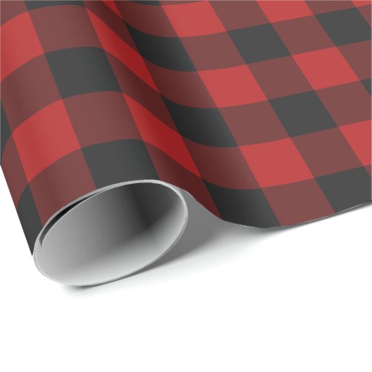Rood- en zwart Gingham-gecontroleerd patroonpapier Cadeaupapier (Rol Hoek)