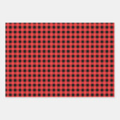 Rood en zwart Gingham Pattern Kerstmis Inpakpapier Vel (Voorkant 3)