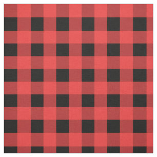 Rood en zwart Gingham Pattern Kerstmis Stof