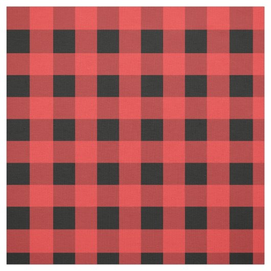 Rood en zwart Gingham Pattern Kerstmis Stof (Swatch)