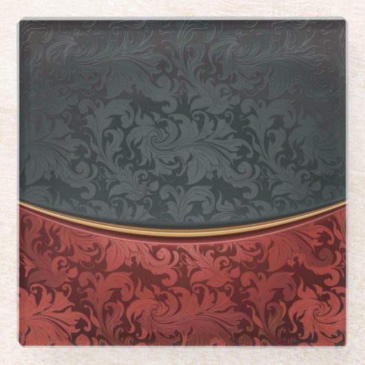  rood en zwart glazen onderzetter (Voorkant)