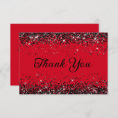Rood en Zwart Glitter 50ste verjaardag Bedankkaart (Voorkant / Achterkant)