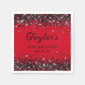 Rood en Zwart Glitter 50ste verjaardag Servet (Voorkant)