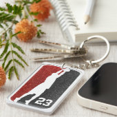 Rood en zwart Glitter Basketball Jersey Number Sleutelhanger (Voorkant Rechts)