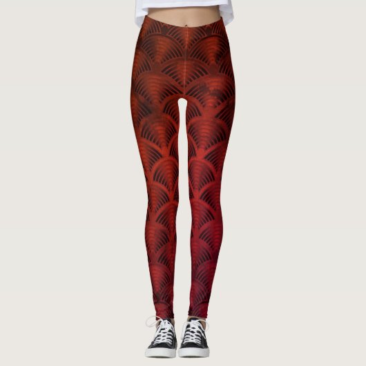 Rood en zwart golfpatroon leggings (Voorkant)