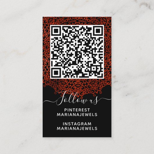 Rood en zwart Gothic Mandala om Kaarten te bezorge Visitekaartje (Achterkant)