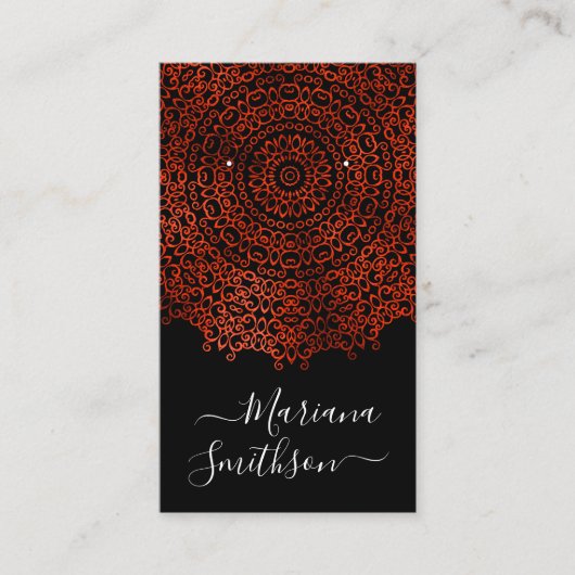 Rood en zwart Gothic Mandala om Kaarten te bezorge Visitekaartje (Voorkant)