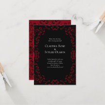 Rood en zwart gothisch huwelijk sparen de datum