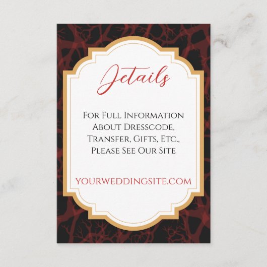 Rood en Zwart Gotisch Donker Bruiloft Informatiekaartje (Voorkant)