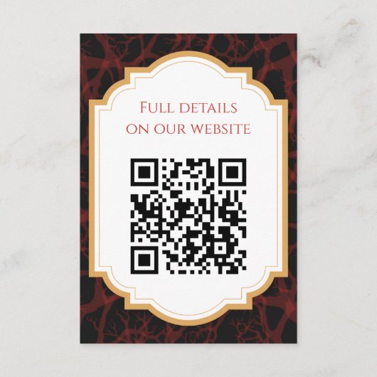 Rood en Zwart Gotisch Donker Bruiloft Informatiekaartje (Achterkant)