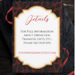 Rood en Zwart Gotisch Donker Bruiloft Informatiekaartje<br><div class="desc">Maak een statement op uw niet-traditionele bruiloft met zwarte en rode gothic bruiloft bijzetkaarten. Perfect voor een Halloween-bruiloft of hallobruiloft, deze betaalbare en stijlvolle kaarten laten uw gasten weten dat u een onvergetelijk evenement organiseert. Maak je klaar om de toon te zetten voor je speciale dag met echte rock and...</div>