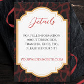 Rood en Zwart Gotisch Donker Bruiloft Informatiekaartje