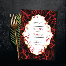 Rood en Zwart Gotisch Donker Bruiloft Uitnodiging