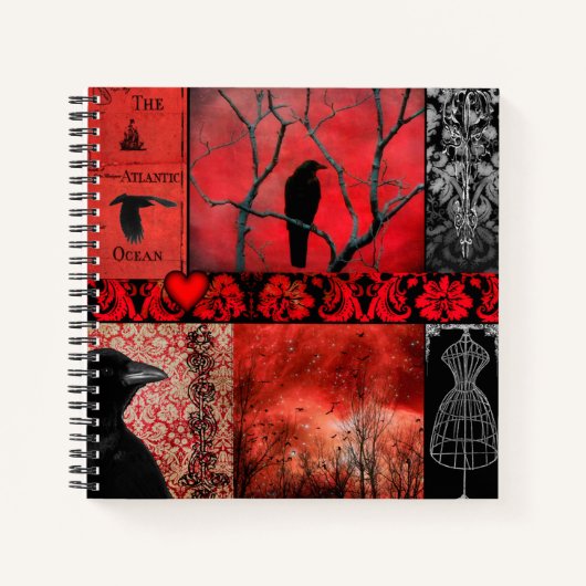 Rood en zwart gotisch ontwerp notitieboek (Voorkant)