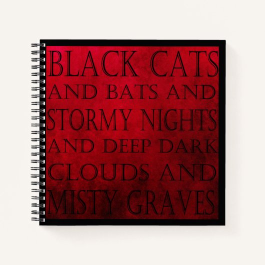 Rood en zwart gotische tekst notitieboek (Voorkant)