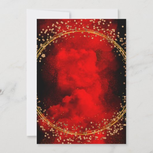 Rood en zwart goud - Glitter Weddenschap Invi Kaart (Achterkant)